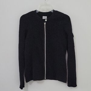 Chicos Black Zip-Up Sweater, Size 1